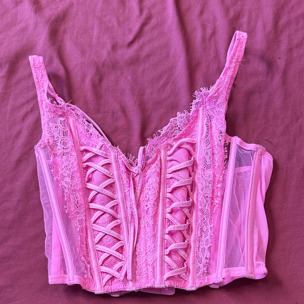 Pink Lace Corset Top